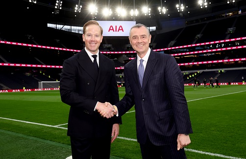 Ryan Norys, Chief Revenue Officer, Tottenham Hotspur, and Stuart A. Spencer, AIA Group Chief Marketing Officer, marking a new chapter in the partnership